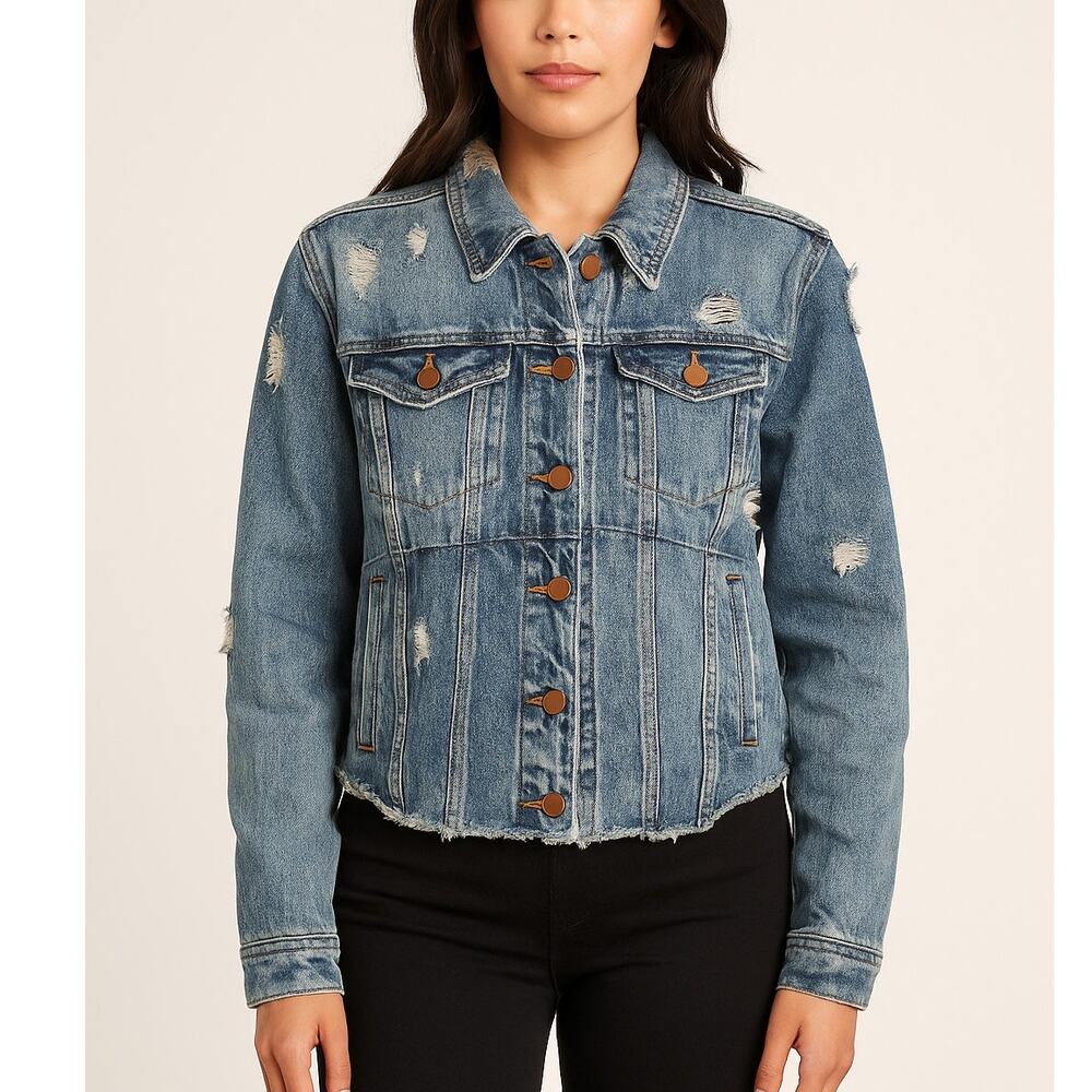 Blank NYC Distressed Denim Jacket - Women's Size XS